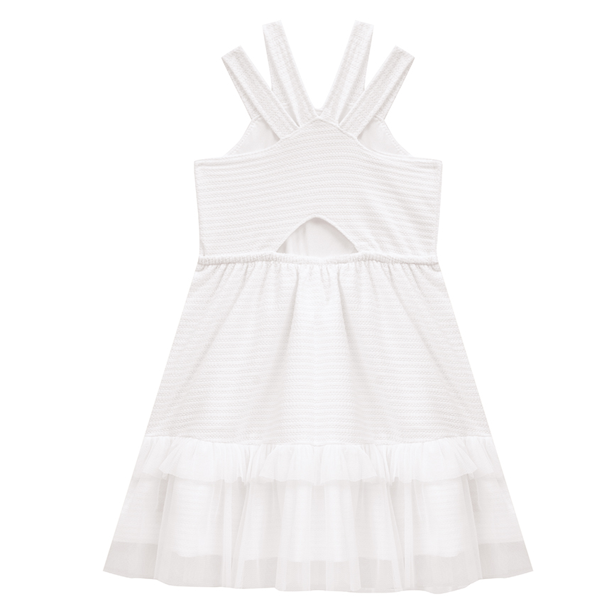 Vestido Infantil Kiki Alça Dupla Bordado Flores Vestido Infantil Kiki Alça Dupla Bordado Flores