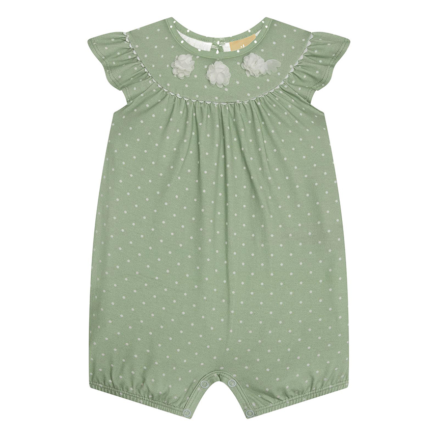 Macacão Curto Bebê Milon Estampa Poá Em Cotton Macacão Curto Bebê Milon Estampa Poá Em Cotton