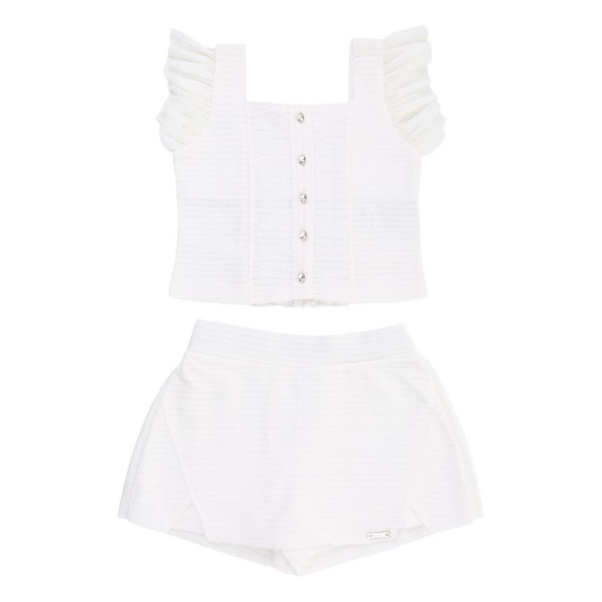 Conjunto Infantil Kiki Blusa Alcinha Tule e Short Saia