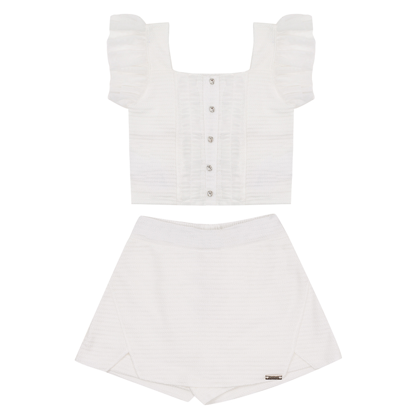 Conjunto Infantil Kiki Blusa Alcinha Tule e Short Saia Conjunto Infantil Kiki Blusa Alcinha Tule e Short Saia