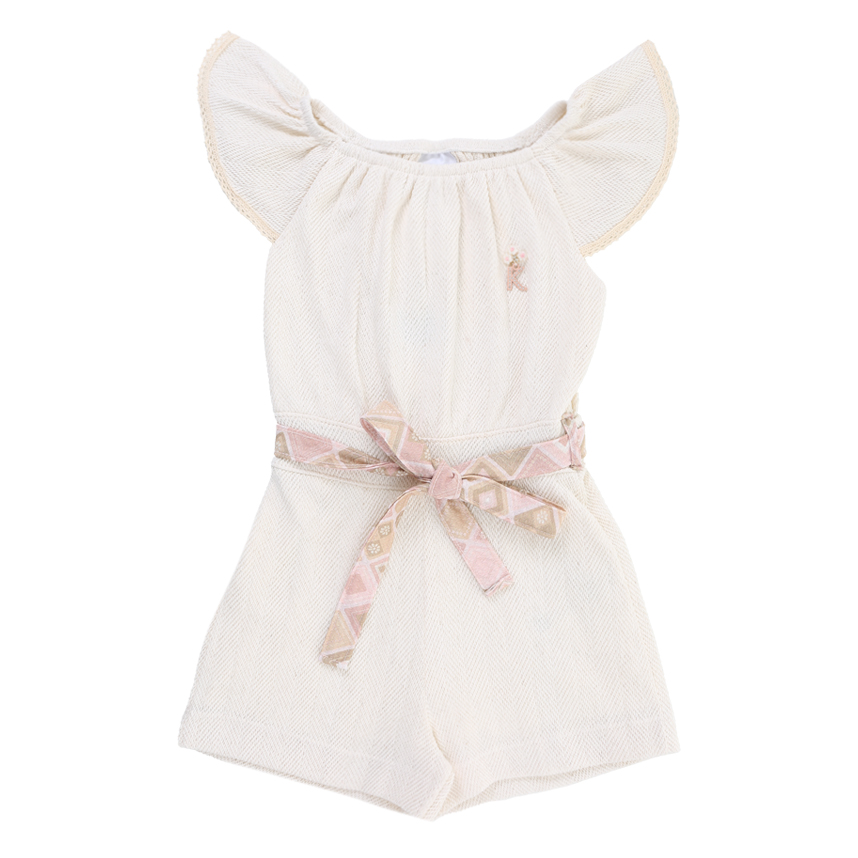 Macaquinho Infantil Kiki Manga Curta Babado E Amarração