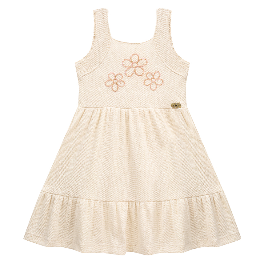 Vestido Infantil Kiki Bordado Flor e Barra com Babado Vestido Infantil Kiki Bordado Flor e Barra com Babado