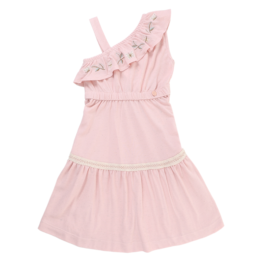 Vestido Infantil Kiki Decote Babado Com Bordado Vestido Infantil Kiki Decote Babado Com Bordado