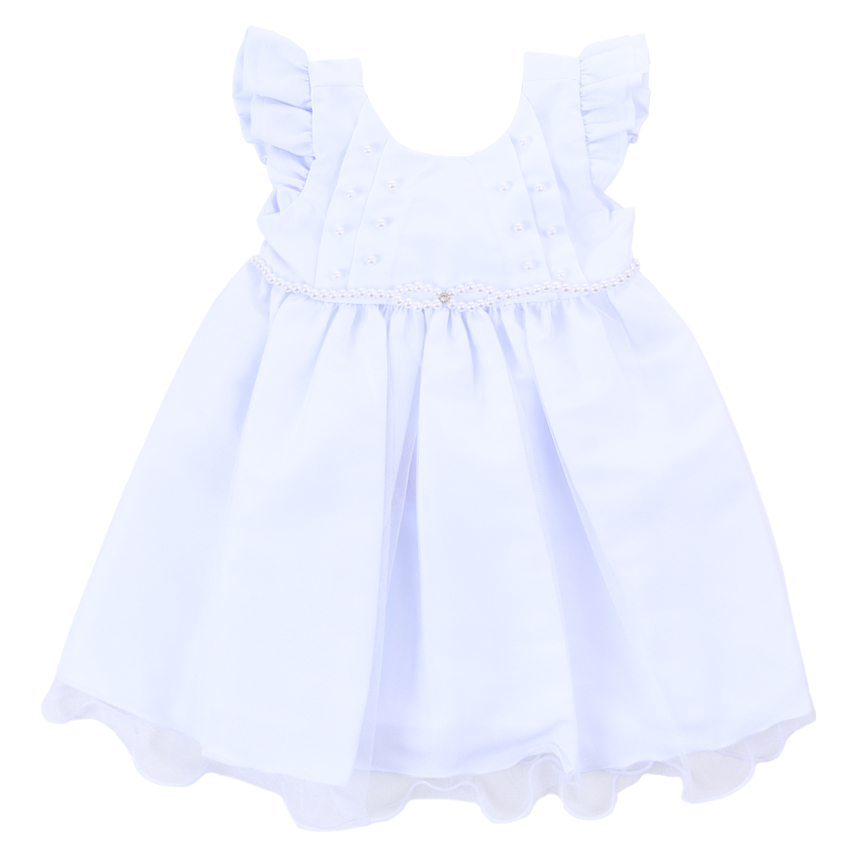 Vestido Tule Bebê Din Don Com Babado Aplicações De Pérolas