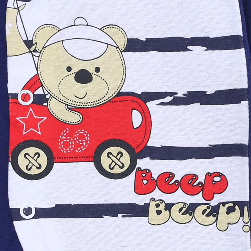 Macacão Bebê Baby Bee Longo Bordado Urso Detalhe Listrado Macacão Bebê Baby Bee Longo Bordado Urso Detalhe Listrado