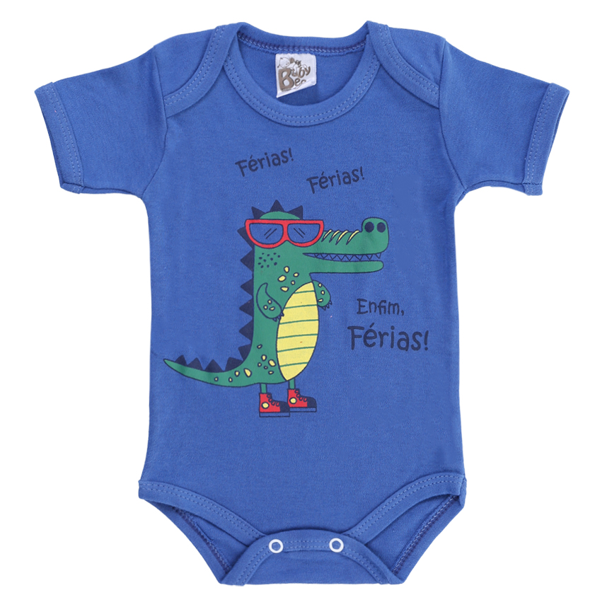 Body Bebê Baby Bee Manga Curta Estampa Jacaré 3 Peças Body Bebê Baby Bee Manga Curta Estampa Jacaré 3 Peças