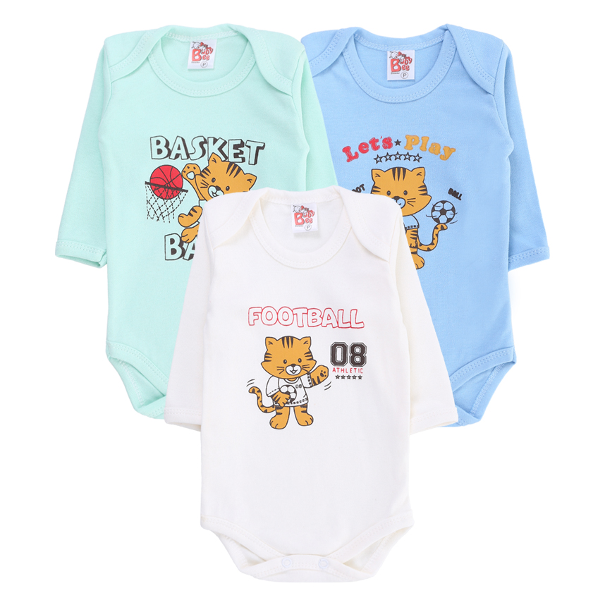 Kit Body Bebê Baby Bee Manga Curta Tigre 3 Peças Kit Body Bebê Baby Bee Manga Curta Tigre 3 Peças