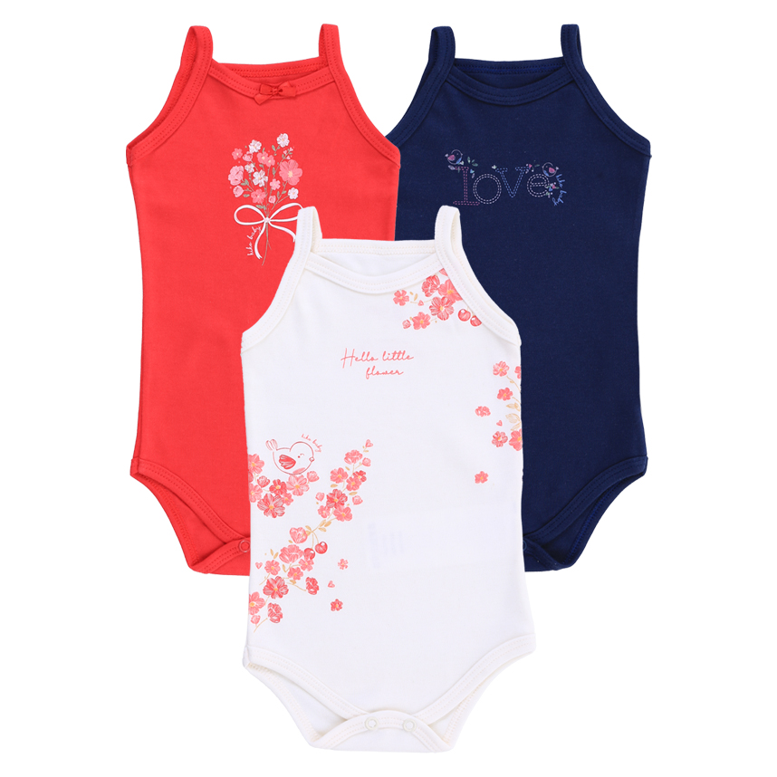 Kit Body Bebê Kiko Alcinha Estampa Floral 3 Peças