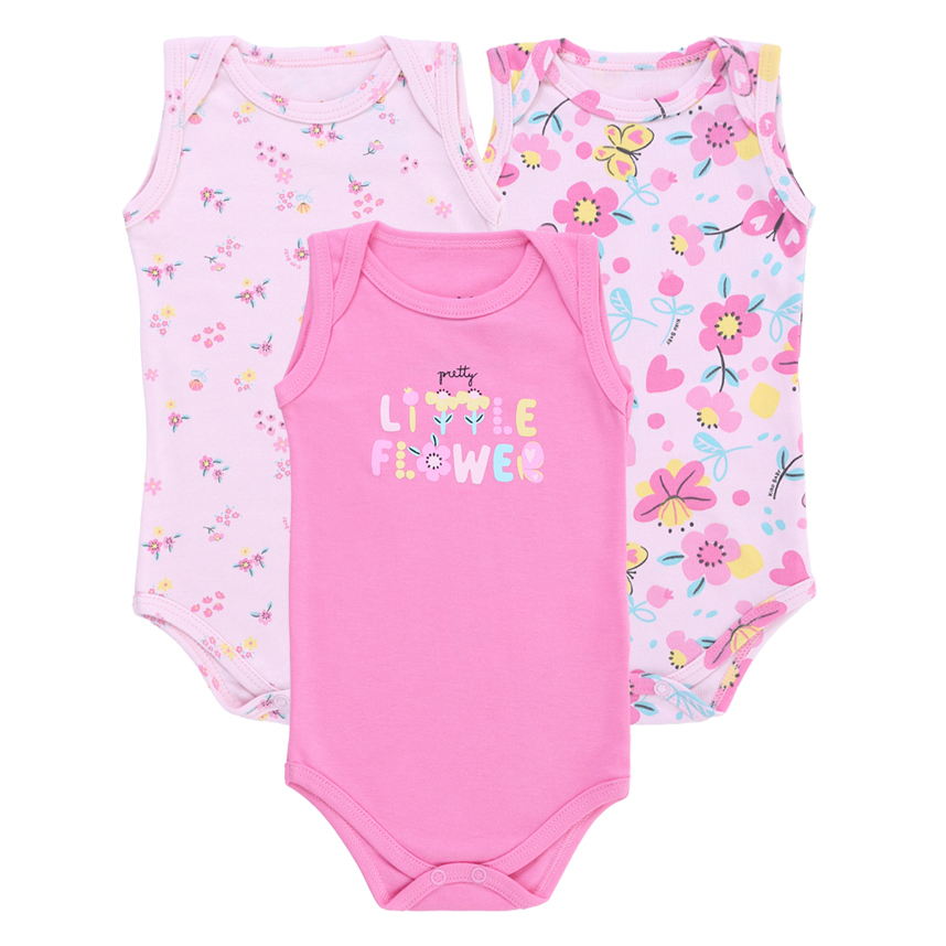 Kit Body Bebê Kiko Cavado Estampa Flores 3 Peças Kit Body Bebê Kiko Cavado Estampa Flores 3 Peças
