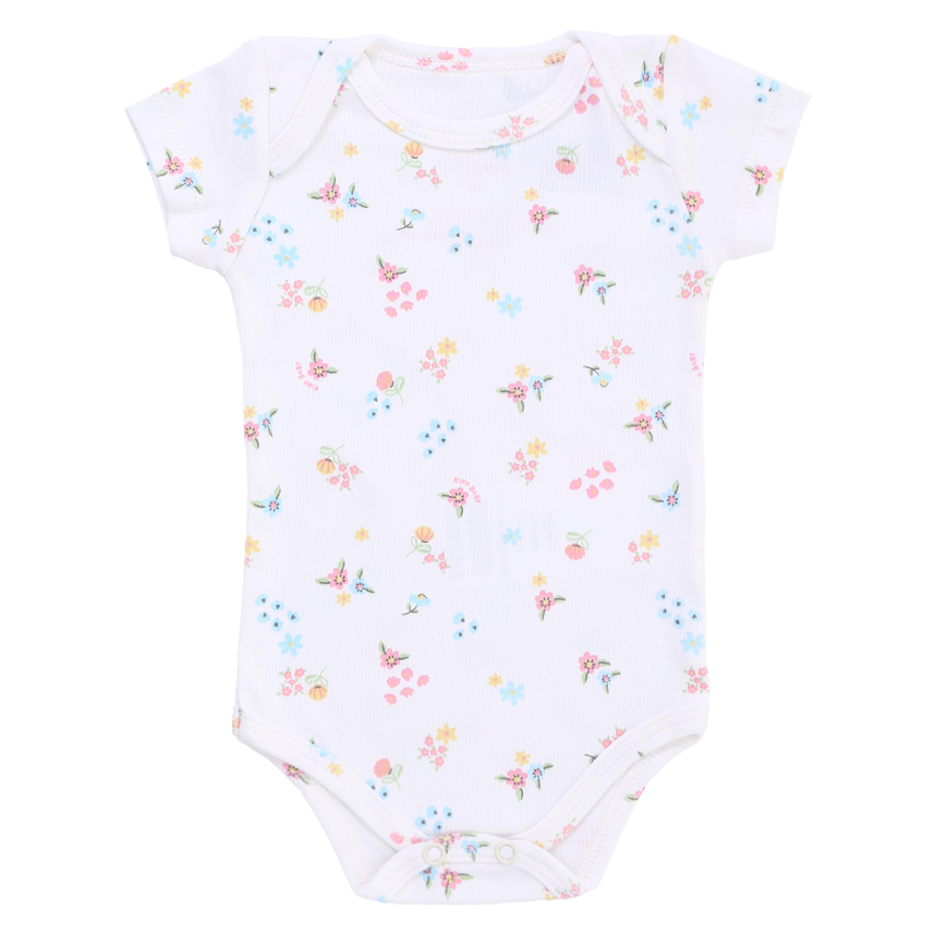 Kit Body Bebê Kiko Manga Curta Estampa Flores 3 Peças Kit Body Bebê Kiko Manga Curta Estampa Flores 3 Peças