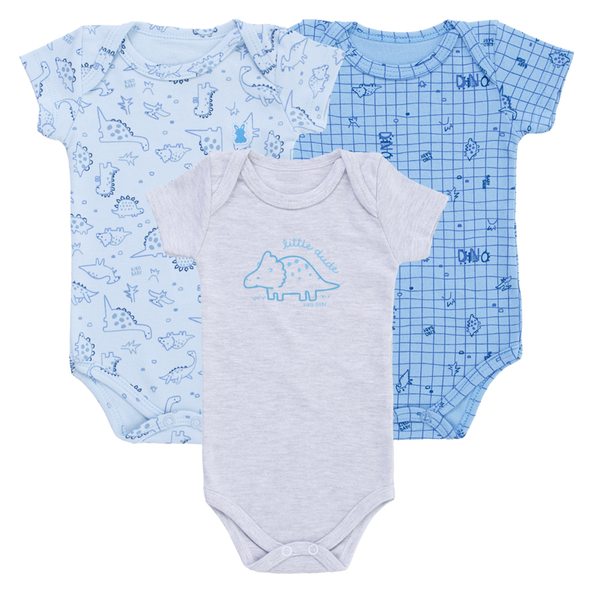 Kit Body Bebê Kiko Manga Curta Estampa Dinossauros 3 Peças Kit Body Bebê Kiko Manga Curta Estampa Dinossauros 3 Peças