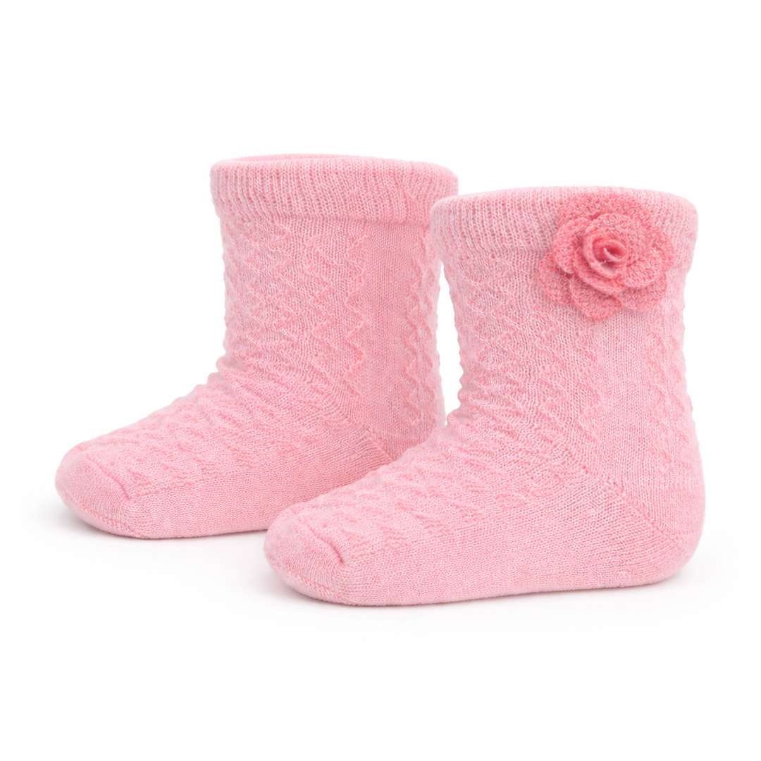 Meia Infantil Brando Com Aplicação Trabalhada De Flor