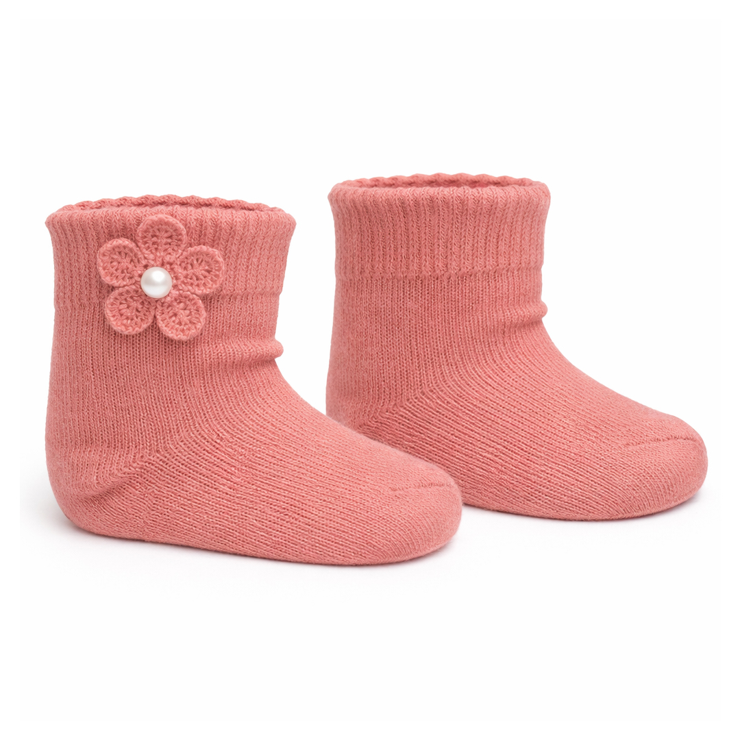 Meia Infantil Brando Com Aplicação De Flor