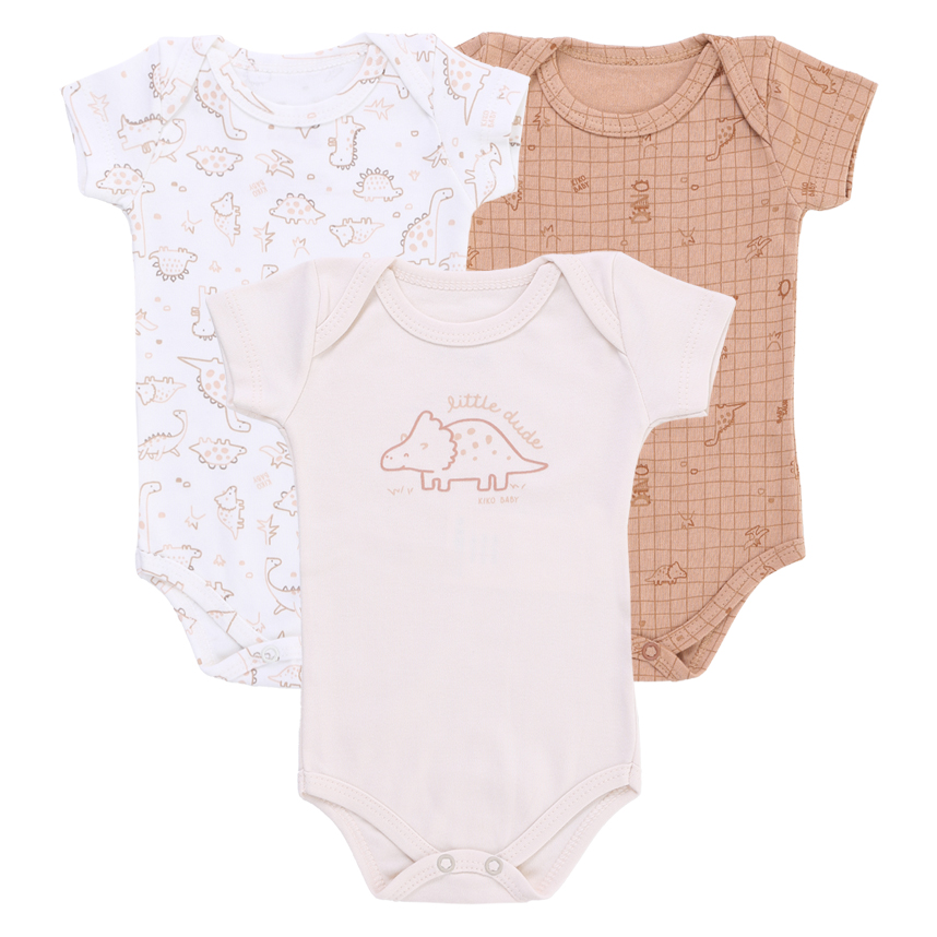 Kit Body Bebê Kiko Manga Curta Estampa Dinossauros 3 Peças Kit Body Bebê Kiko Manga Curta Estampa Dinossauros 3 Peças