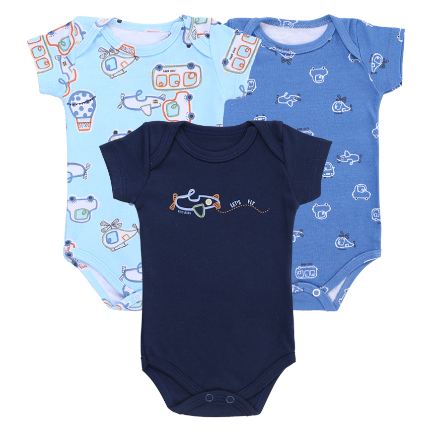 Kit Body Bebê Kiko Manga Curta Estampa Avião Peças Kit Body Bebê Kiko Manga Curta Estampa Avião Peças