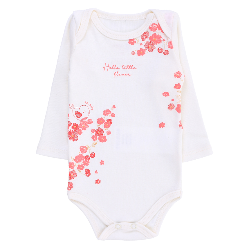 Kit Body Bebê Kiko Manga Longa Estampa Flores 3 Peças Kit Body Bebê Kiko Manga Longa Estampa Flores 3 Peças