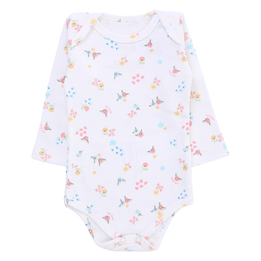 Kit Body Bebê Kiko Manga Longa Estampa Flores 3 Peças Kit Body Bebê Kiko Manga Longa Estampa Flores 3 Peças