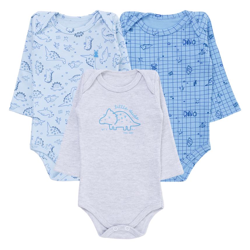 Kit Body Bebê Kiko Manga Longa Estampa Dinossauro 3 Peças Kit Body Bebê Kiko Manga Longa Estampa Dinossauro 3 Peças