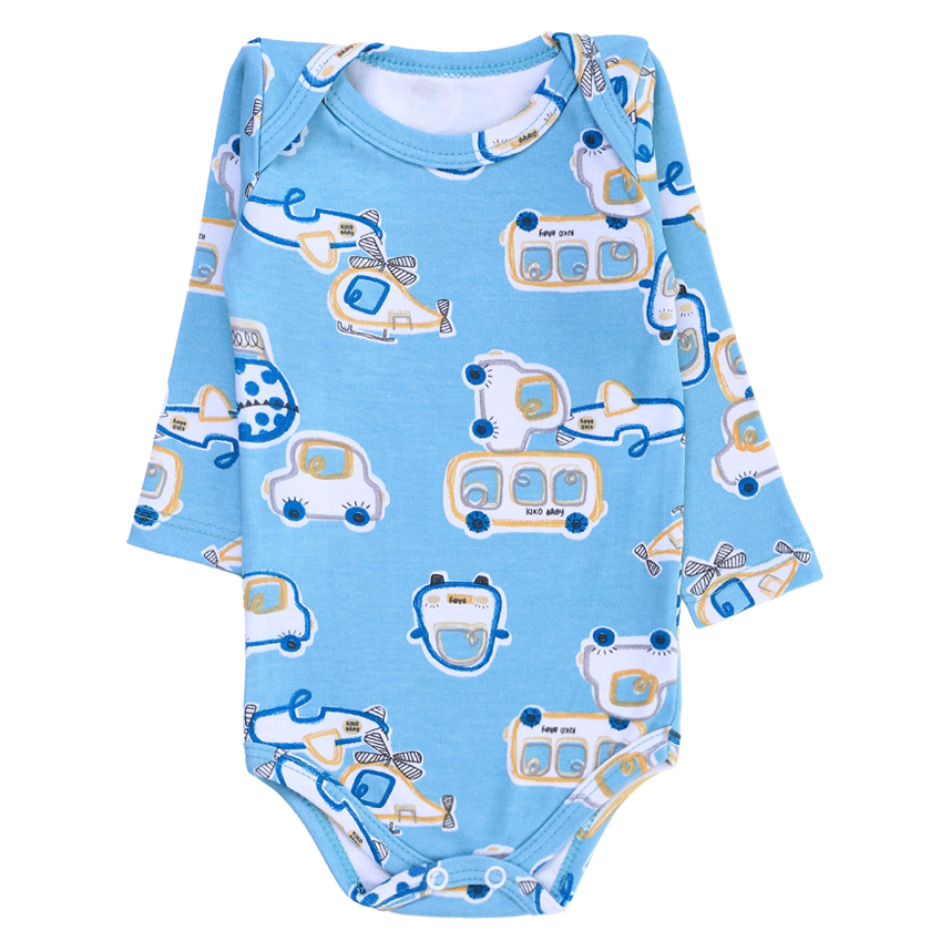 Kit Body Bebê Kiko Manga Longa Estampa Avião 3 Peças