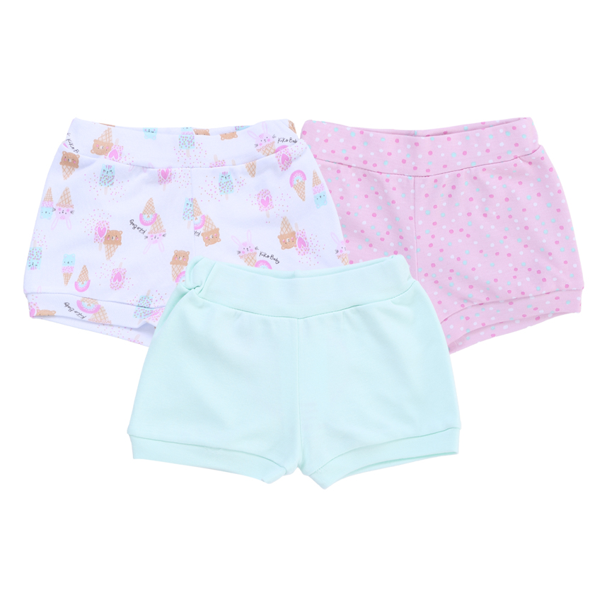 Kit Short Bebê Kiko Estampa Sorvete E Poá Em Suedine 3 Peças Kit Short Bebê Kiko Estampa Sorvete E Poá Em Suedine 3 Peças