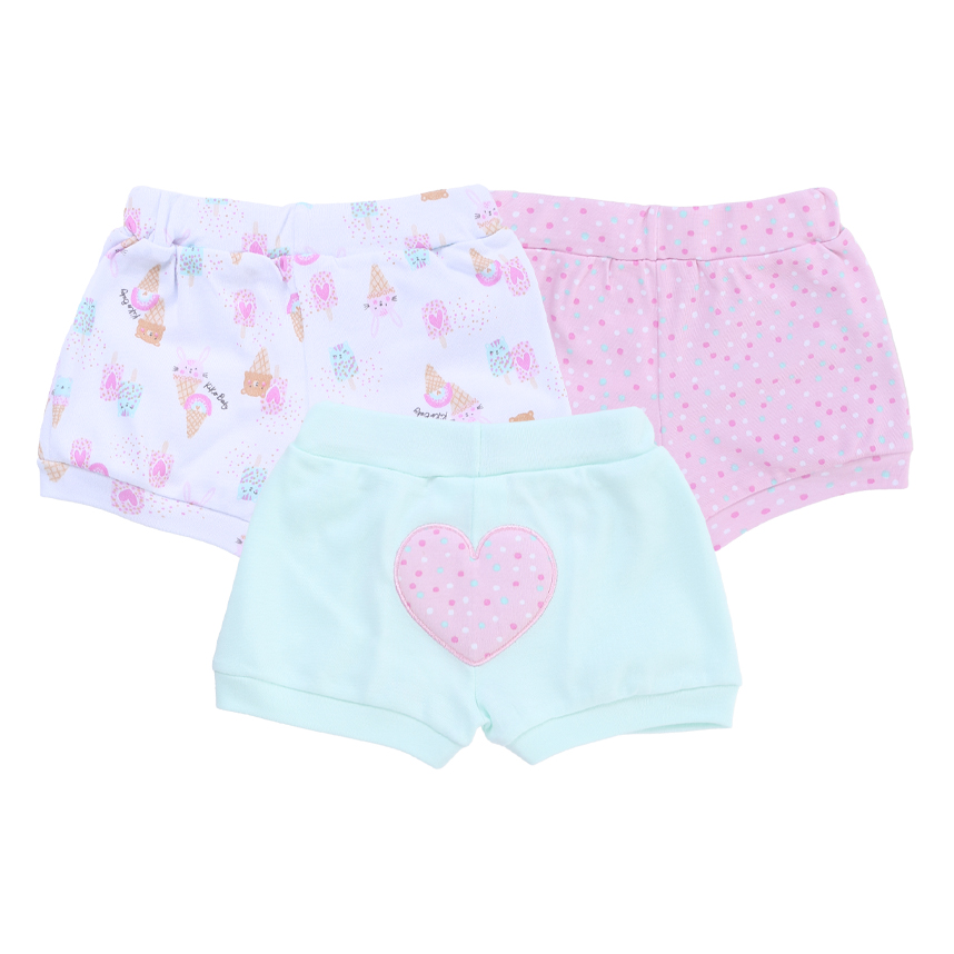 Kit Short Bebê Kiko Estampa Sorvete E Poá Em Suedine 3 Peças Kit Short Bebê Kiko Estampa Sorvete E Poá Em Suedine 3 Peças
