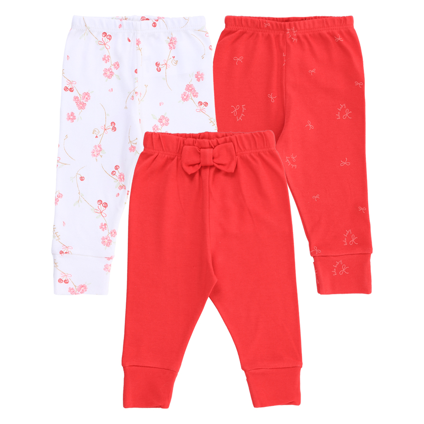 Kit Mijão Bebê Kiko Estampa Flores E Laço 3 Peças