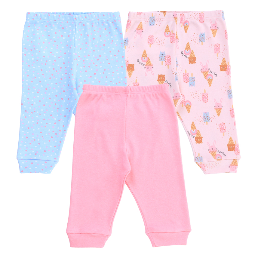 Kit Mijão Bebê Kiko Estampa Poá E Sorvetes 3 Peças