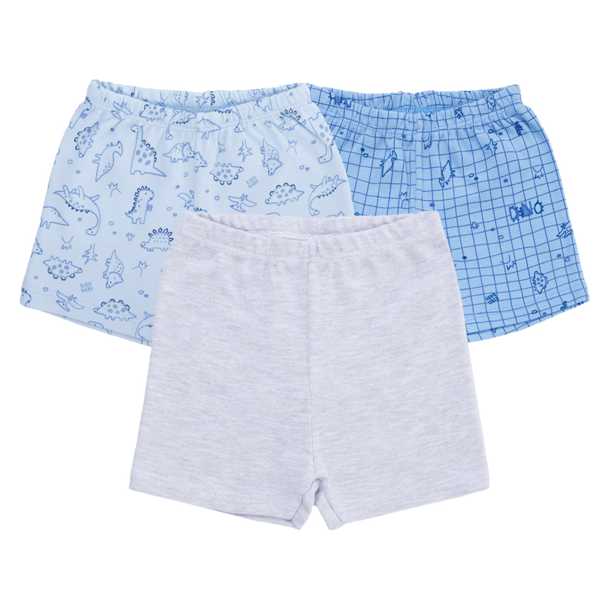 Kit Bermuda Bebê Kiko Estampa Dinossauro 3 Peças Kit Bermuda Bebê Kiko Estampa Dinossauro 3 Peças