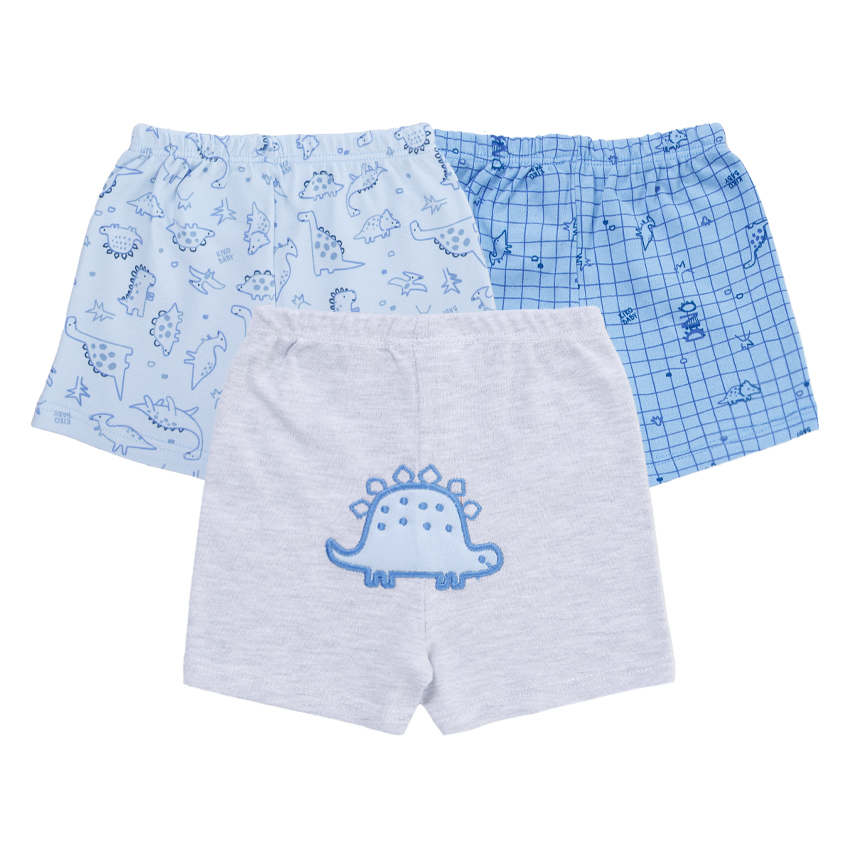 Kit Bermuda Bebê Kiko Estampa Dinossauro 3 Peças Kit Bermuda Bebê Kiko Estampa Dinossauro 3 Peças