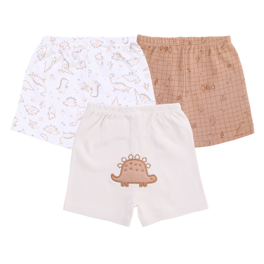 Kit Bermuda Bebê Kiko Estampa Dinossauro 3 Peças Kit Bermuda Bebê Kiko Estampa Dinossauro 3 Peças