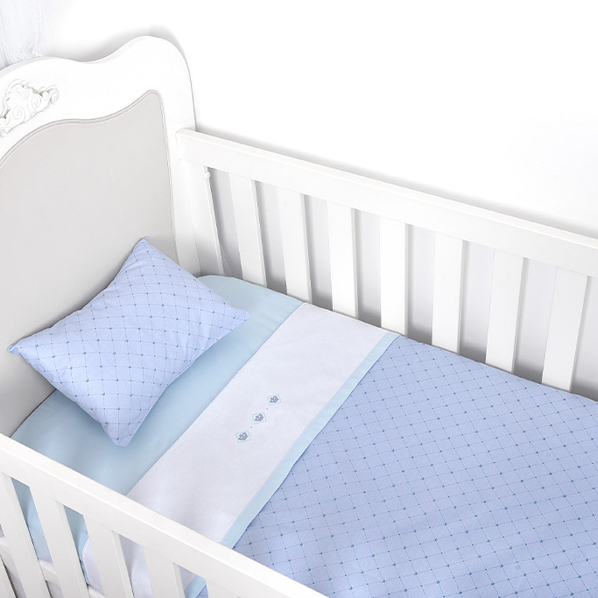 Jogo De Lençol Berço Americano Reininho Bordado Coroa 3 Peças