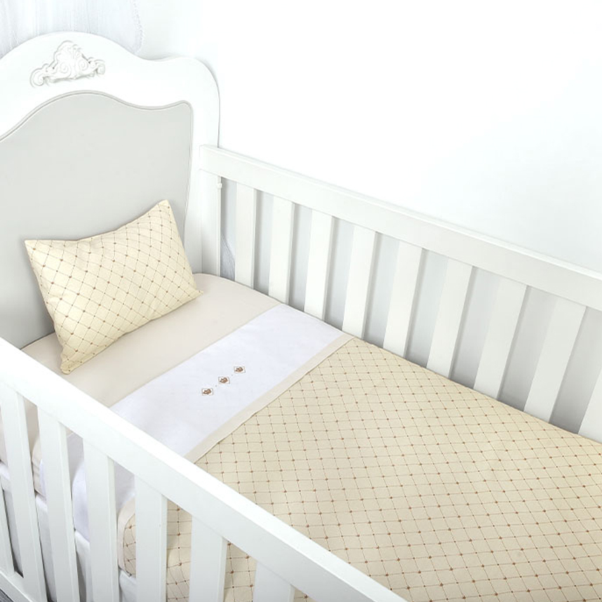 Jogo De Lençol Berço Americano Reininho Bordado Coroa 3 Peças