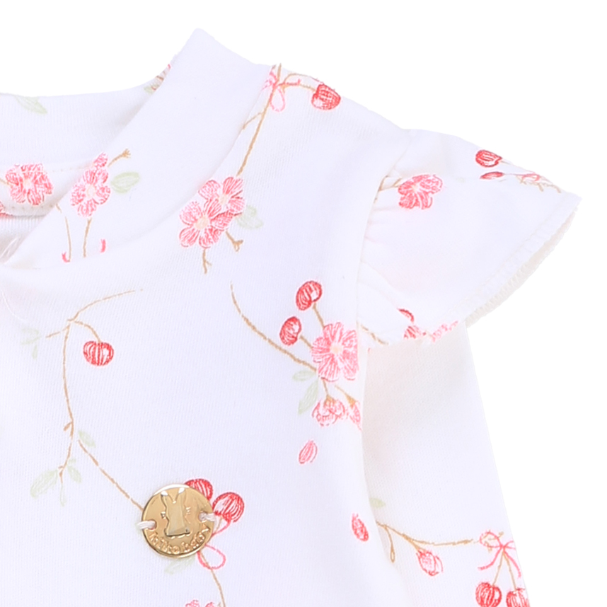 Macacão Longo Bebê Kiko Estampa Floral Em Suedine Macacão Longo Bebê Kiko Estampa Floral Em Suedine