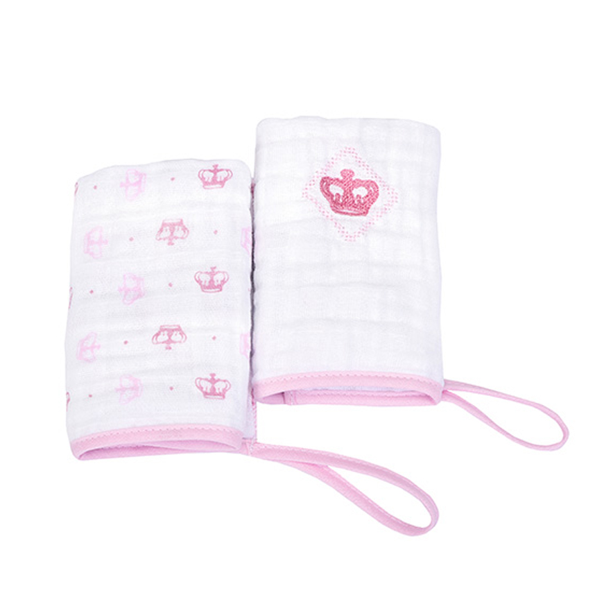 Pano De Boca Reininho Bordado Coroa Rosa 2 Peças