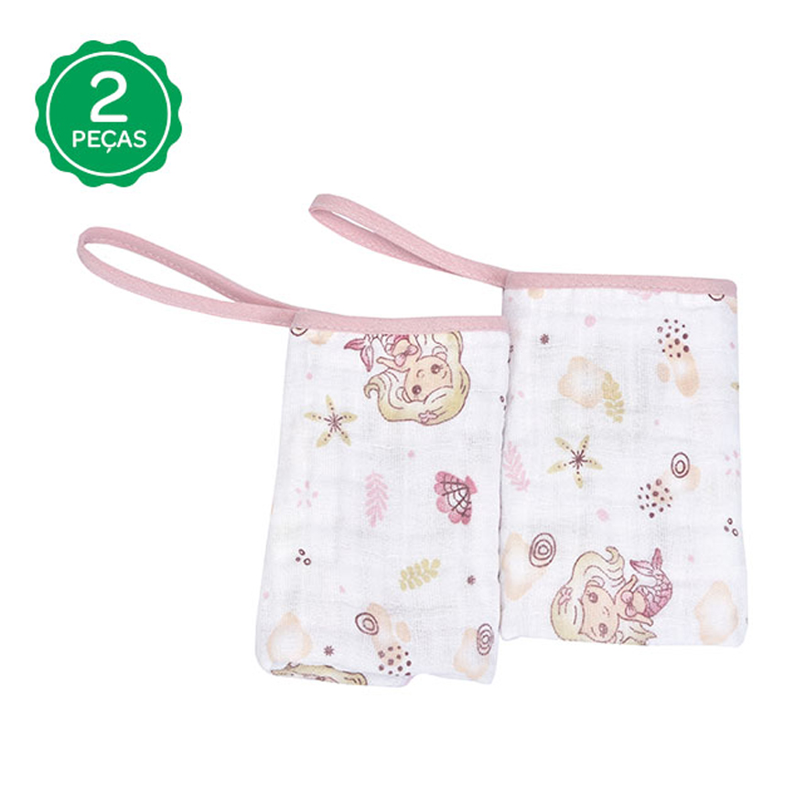 Pano De Boca Cia Do Neném Estampa Sereia 2 Peças