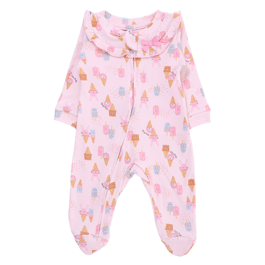 Macacão Longo Bebê Kiko Estampa Sorvetes Em Suedine Macacão Longo Bebê Kiko Estampa Sorvetes Em Suedine