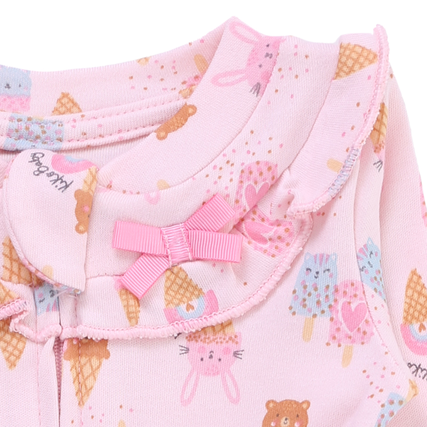 Macacão Longo Bebê Kiko Estampa Sorvetes Em Suedine Macacão Longo Bebê Kiko Estampa Sorvetes Em Suedine