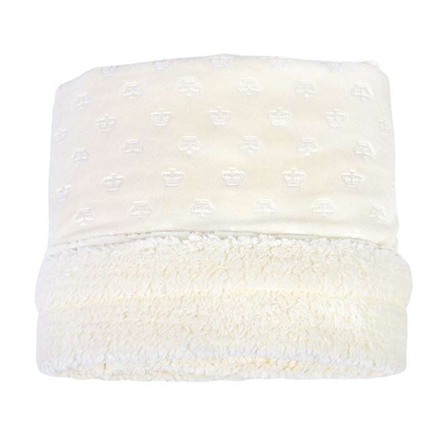 Cobertor Bebê Reininho Sherpa Estampa Coroas Bege