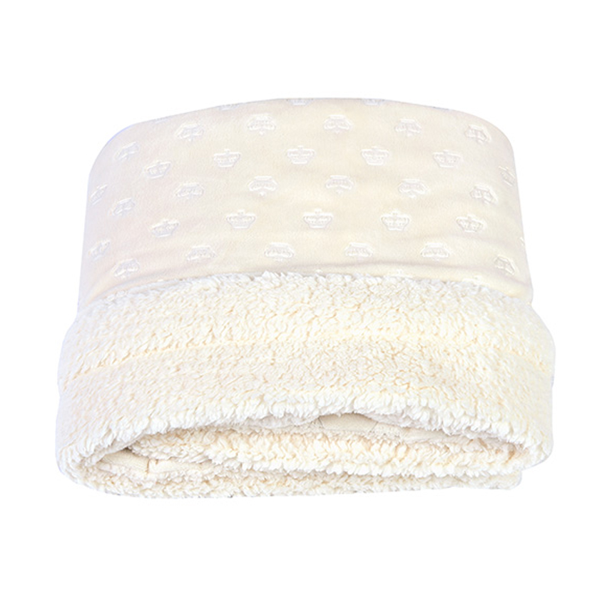 Cobertor Bebê Reininho Sherpa Estampa Coroas Bege