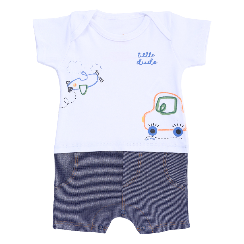 Macacão Curto Bebê Kiko Estampa Carros Em Suedine