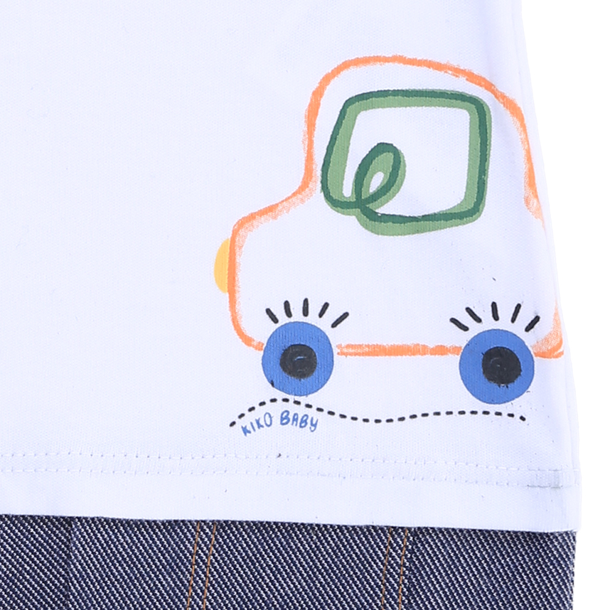 Macacão Curto Bebê Kiko Estampa Carros Em Suedine Macacão Curto Bebê Kiko Estampa Carros Em Suedine