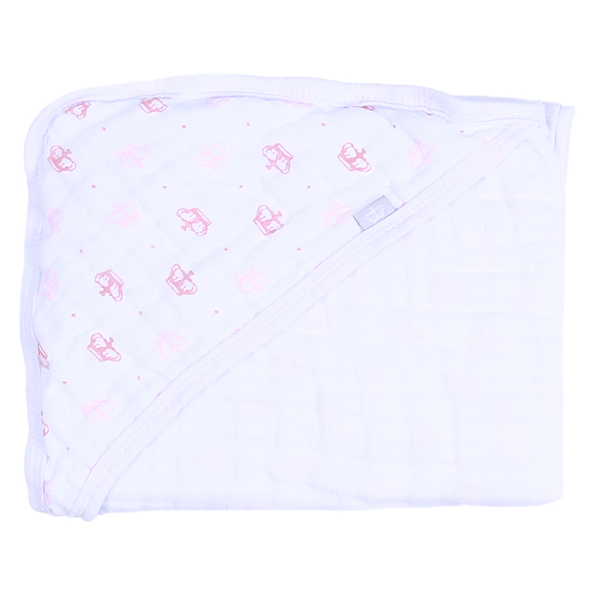 Toalha com Capuz Reininho Classic Soft Estampa Coroa Rosa
