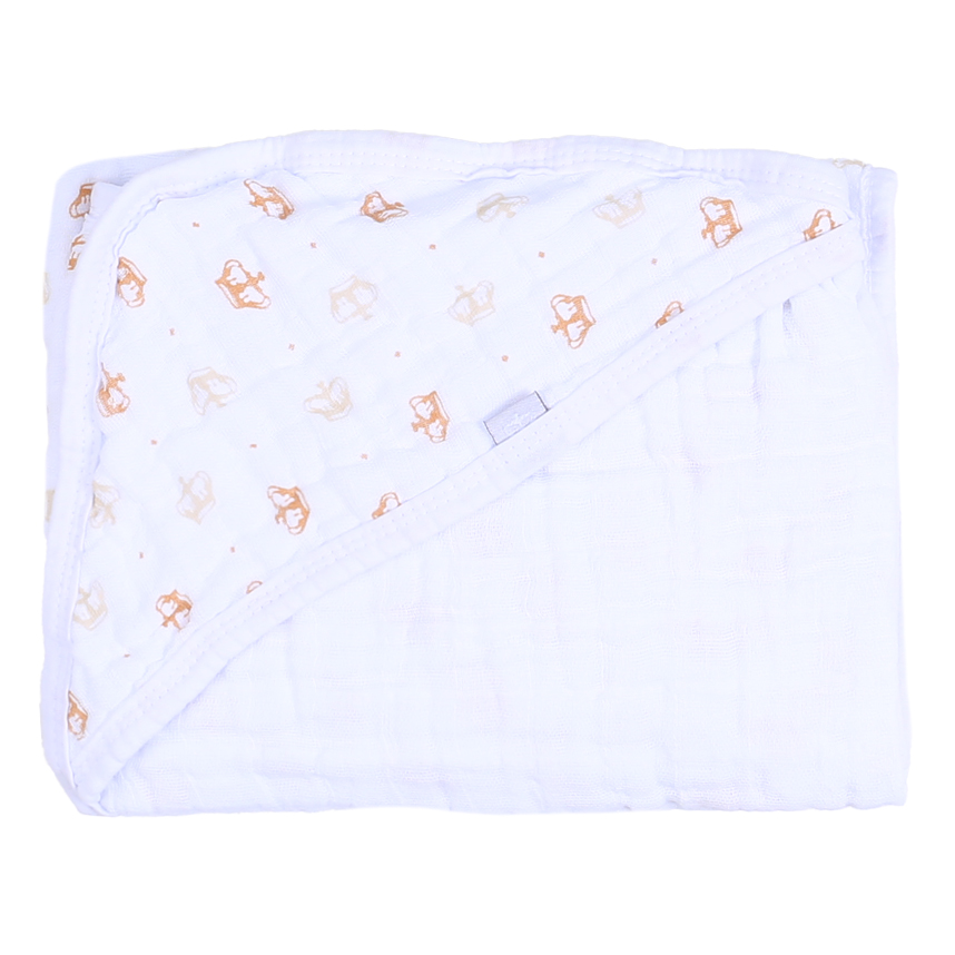 Toalha com Capuz Reininho Classic Soft Estampa Coroa Bege