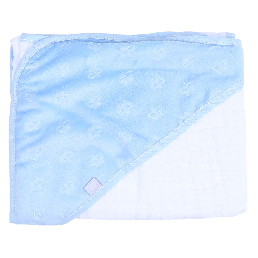 Toalha Capuz Flanelado Coroa  Reininho Soft  Azul