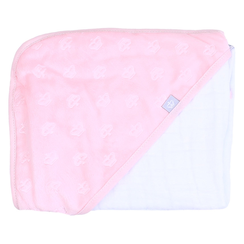 Toalha Capuz Flanelado Coroa Reininho Soft Rosa