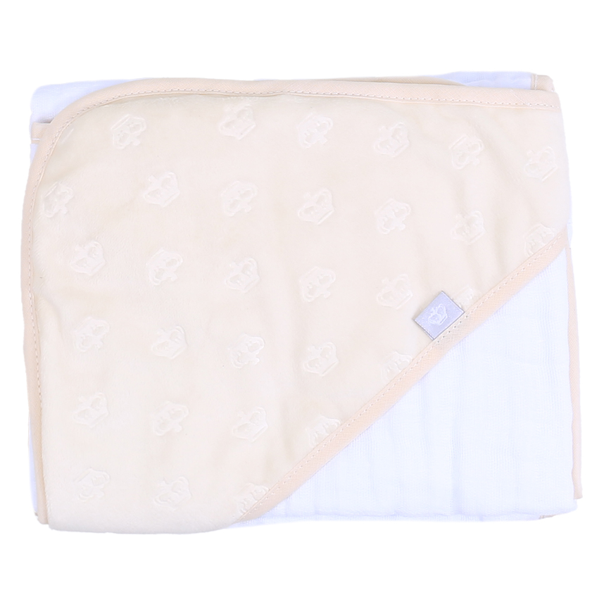 Toalha Capuz Flanelado Coroa Reininho Soft Bege