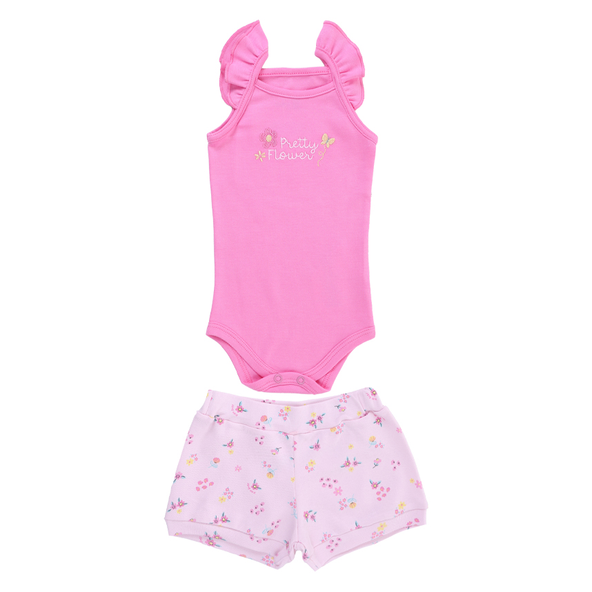 Conjunto Bebê Kiko Body Floral E Short Em Suedine Conjunto Bebê Kiko Body Floral E Short Em Suedine