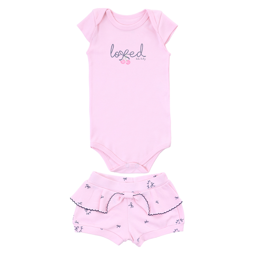 Conjunto Bebê Kiko Body Manga Curta E Short Em Suedine