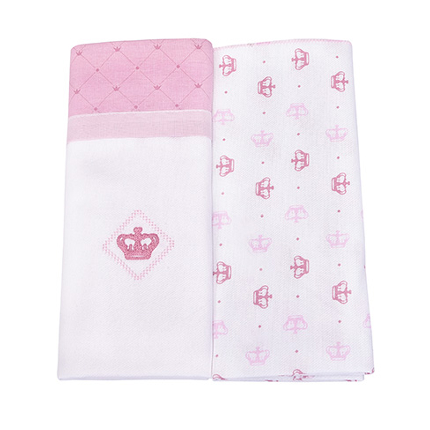 Kit Cueiro Reininho Bordado Coroa Rosa 2 Peças