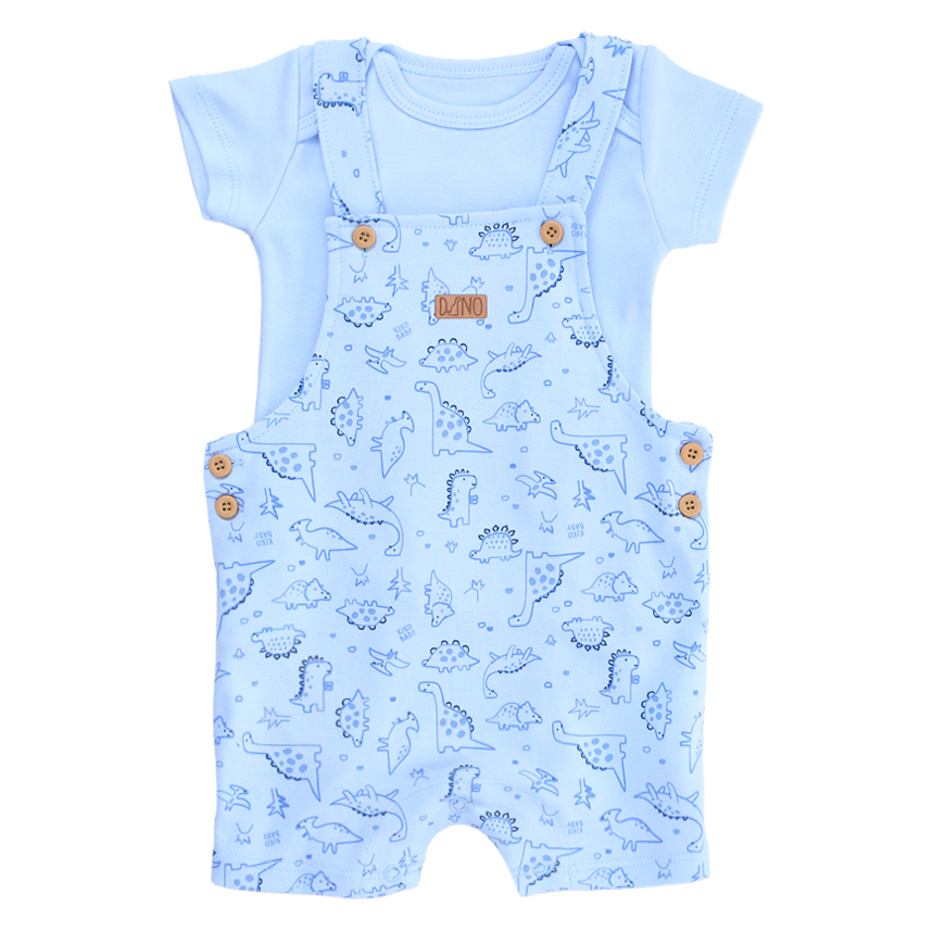 Macacão Curto Kiko Bebê Estampa Dinossauro 2 Peças